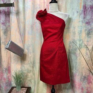 Jessica McClintock Red One-Shoulder Prom Dress